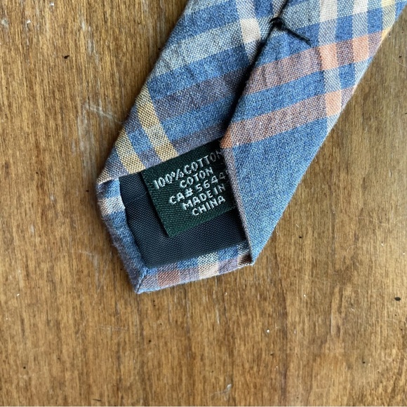 J. Crew Factory 100% Cotton Blue and Yellow Plaid Neck Tie 2.5” X 59” - Picture 5 of 8